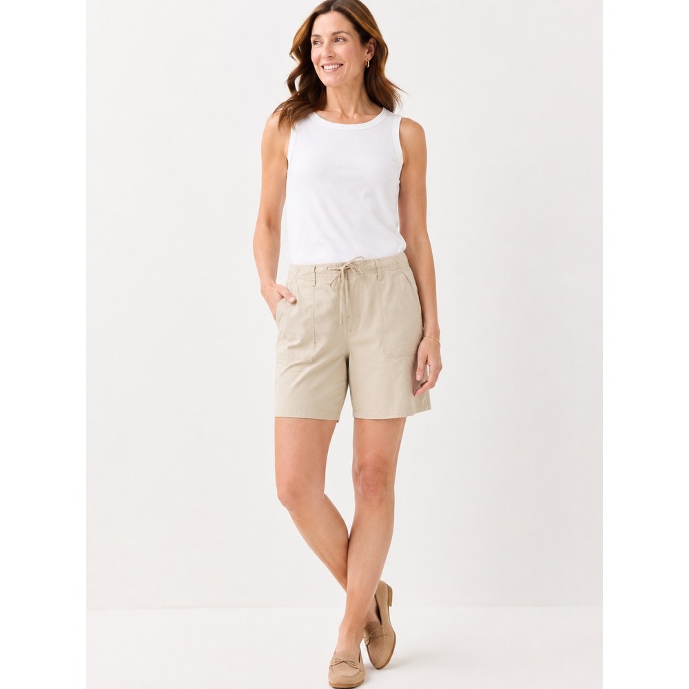 Talbots Womens Shorts Size 14 Tan Khaki Stretch Drawstring Utility Summer Chino